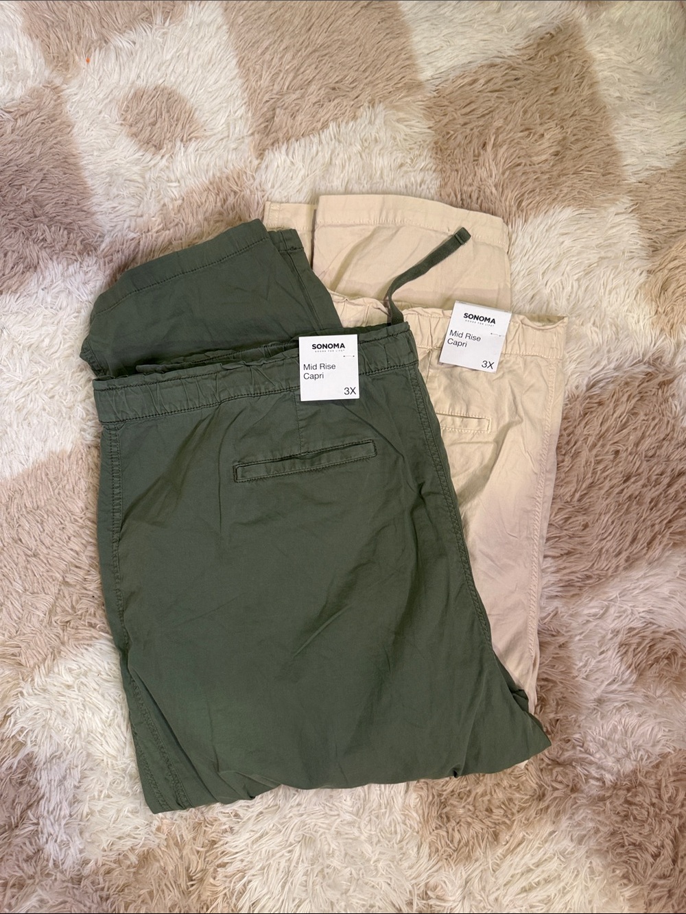 Sonoma Capri Bundle Women’s Drawstring Chinos 3X Green & Beige